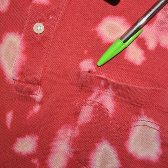 Vintage Levi's Shirt Size Large Red Tie Dye Short Sleeve Polo w/ Pocket - Picture 7 of 9